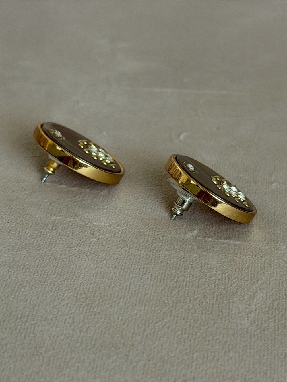 kate spade gold-tone brown round crystal stud earrings - Picture 7 of 11